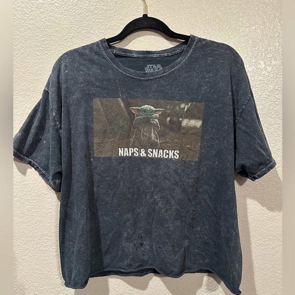 Star Wars Baby Grogu Naps & Snacks Distressed Fashion tee Sz XL